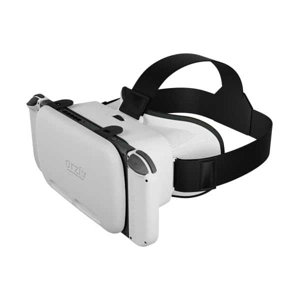 Orzly VR Headset Designed for Nintendo Switch & Switch OLED Console with Adjustable Lens for a Virtual Reality Gaming Experience and for Labo VR – White – Gift Boxed Edition