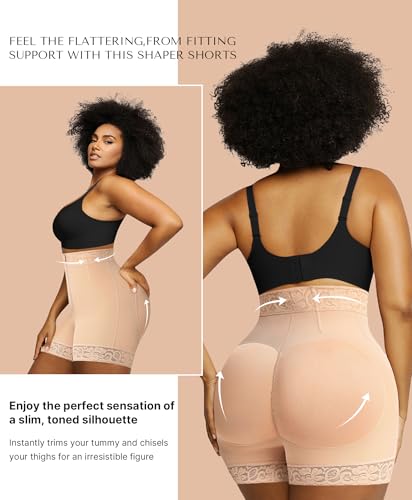 Image of SHAPELLX Shapewear Tummy Control Fajas Colombianas Moldeadoras Butt Lifting Shapewear Shorts For Women With Zip Closure