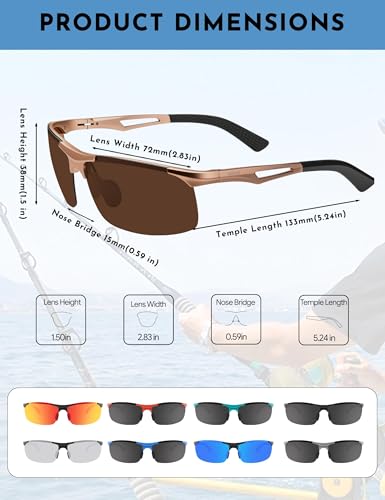 Image of BIRCEN Polarized Anti-Glare Sunglasses for Men: Lightweight Metal Wrap around Sun Glasses UV Protection for Driving Fishing