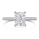 Fake Engagement Rings for Women Engagement Rings Jewelry for Brides Silver CZ Engagement Rings Travel Rings Solitaire Cubic Zirconia Engagement Rings Square Halo Engagement Ring(Size 5)