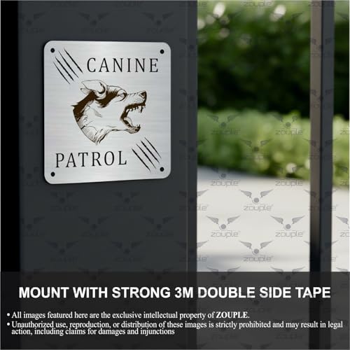Image of Beware of Dog Sign, Canine Dobermann, 6x6 Inch, Durable Steel, Dual Mount