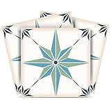 Tile Stickers by Mi Alma 24 pcs Talavera Wall Stencils Wall Stickers Peel and Stick Easy Application – Ideal for Bathroom, Kitchen Wall Tile Decals (Star Tile 5, 4x4 inch)