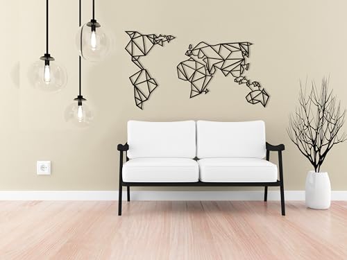Carte du monde en métal GEO MAP déco géométrique murale pour salon