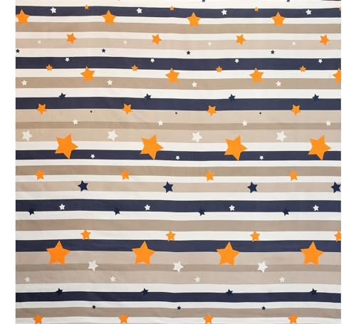 Image of Glace Cotton Printed King Size Double Bed Elastic Fitted Bedsheet with 2 Pillow Cover (Star Sky)