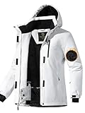 FREE SOLDIER Women's Waterproof Ski Snow Jacket Fleece Lined Warm Winter Rain Jacket with Hood Fully Taped Seams