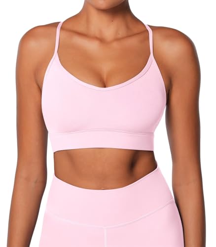 Image of Sunzel Sports Bra for Women, Criss-Cross Open Back Adjustable Strappy Bras, Workout Gym Padded Yoga Bra with Removable Pads