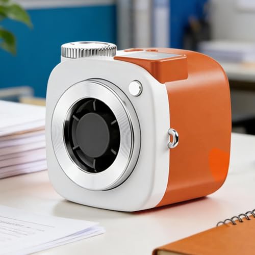 Ventilador de bolsillo portátil ajustable en formato cámara con soporte cómodo para cuello 4