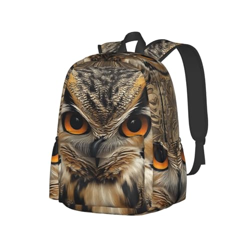 Mochila ligera con diseño de búho con fondo marrón para viajes, senderismo, viajes diarios, negocios, mochila rosa para laptop para hombres y mujeres