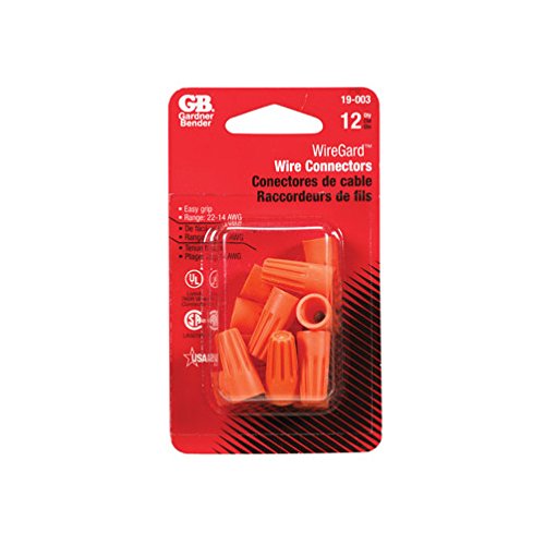 GB Gardner Bender 19-003 Wiregard Orange Wire Connectors 12 Count