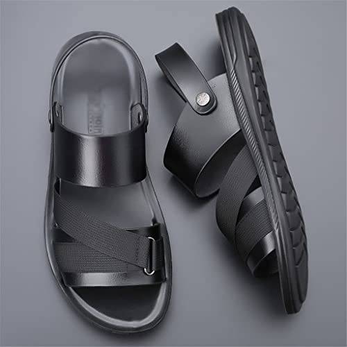 Men's Sandals Soft Sandals Comfortable Men Shoes Leather Sandals Big Size Soft Outdoor Men Sandals(D,9)