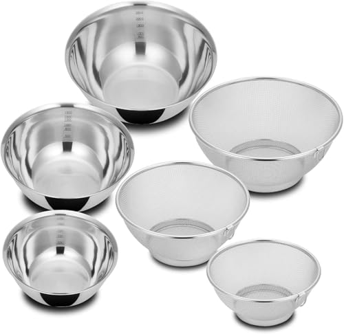 貝印 KAI ステンレス ボウル メッシュザル 6点セット 調理器具 一人暮らし 18cm 21cm 24cm 重ね 収納 一体化 タイプ