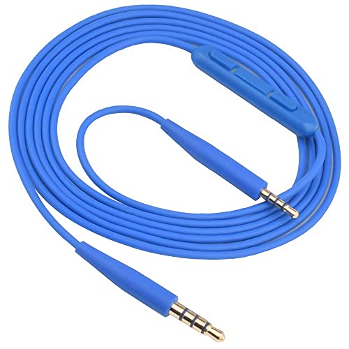 MEISO Replacement QC25 Cable QC35 Headphone Extension Cord Audio Cable Line Compatible with Bose QC25 QC35 QC45 On-Ear OE2 SoundTrue Soundlink Headphones (Blue/Mic)