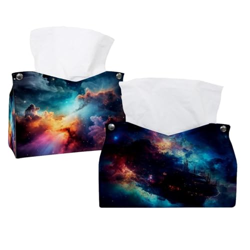 Paquete de 2 cajas de pañuelos de nebulosa de estrellas, caja de toallas de papel para hotel y restaurante