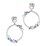 SA SILVERAGE 925 Sterling Silver Crystal Earrings Big Large CZ Hoop Earrings for Women (colorful)