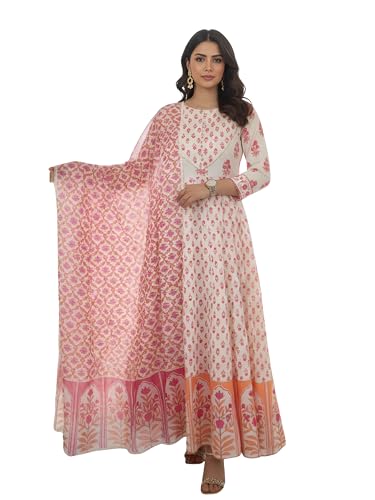 Image of Leriya Fashion Kurta Sets for Woman | Kurti Set for Woman | Anarkali Suit for Women | White Kurta Set for Women with Dupatta | Traditional Anarkali Salwar Suit for Party Outfits Kurtis