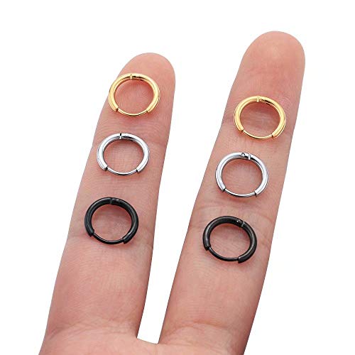 8Mm Tiny 20G Surgical Steel Black Gold Silver Sleeper Earrings Cartilage Hypoallergenic Small Hoop Earrings For Girls Women Men #TOP6