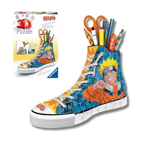 Ravensburger - Puzzle 3D, Sneaker Naruto, Portalápices y Organizer, Maqueta para Adultos y Niños de 8+ Años, Rompecabezas de 108 Piezas