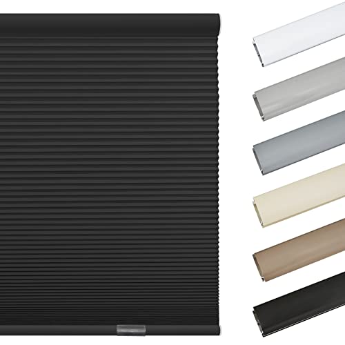 Keego Window Shades Cordless Blackout Blinds for Windows-Custom Cut to Size Window Blinds & Shades for Home Kitchen Bedroom Office (Black 100% Blackout, 21