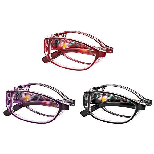 Image of VisionGlobal 3 Pairs Reading Glasses Foldable Readers with Blue Light Blocking lens Compact Folding Glasses for Women Reading Case Included (3 Color, +1.00 Magnification)