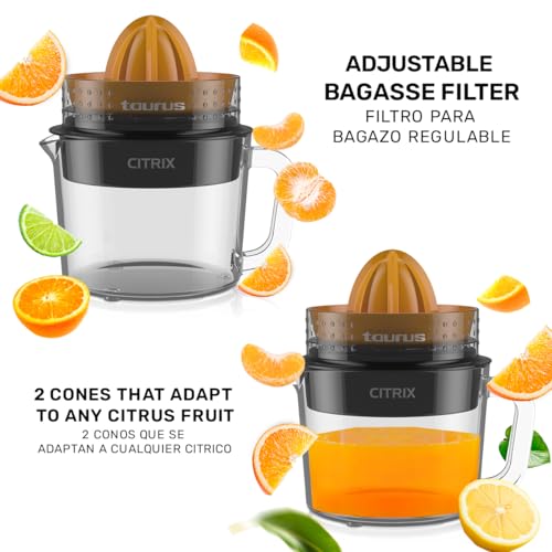 Citrus Juicer with 2 Interchangeable Cones, Premium Glass Container, Easy-to-Clean, Compact Design, Perfect for Limes, Oranges, and Lemons - Durable, Hygienic, and Versatile for Everyday Use by Taurus - Image 6