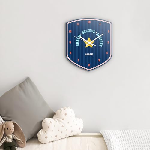 Image of Zooboo Personalized Analog Wall Clock, Custom Name Acrylic Silent Quartz Movement Wall Clock with Sleek Modern Design, Ideal for Birthdays (Design - Jersey Number), 30x30 cm, Multicolor