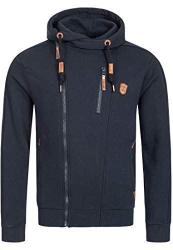 Indicode Herren Elm Kapuzensweatjacke | Herrenhoddie Hoodie Kapuzenpullover Männer Navy L