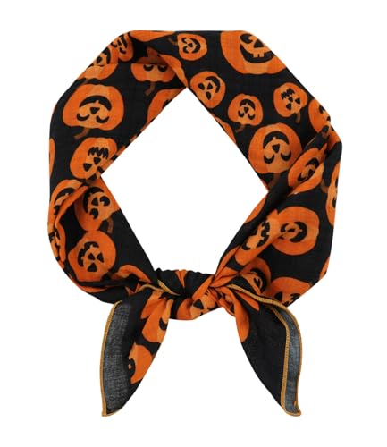 GERINLY Jack O Lantern Pumpkin Neckerchief Cotton Linen Bandana Halloween Accessory