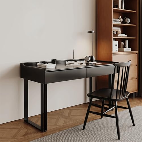 コンピューターデスク、ゲーミングデスク、ワークテーブル、ライティングテーブル、広い足元スペース、ケーブル管理機能付き、引き出し付き、組み立て簡単、ホームオフィスや寝室用(White,140*60cm(55*24in))