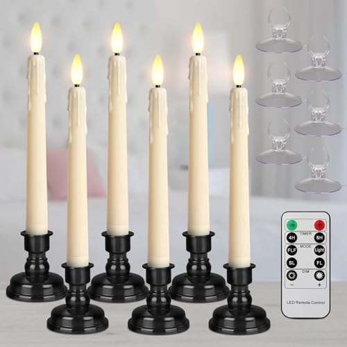 Bougies de fenêtre à DEL à piles 20,3 cm sans flamme avec chandeliers noirs