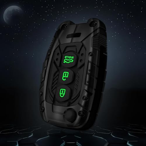 Image of REWOP Metal Black Car Key Protective Shockproof Cover /Case and Keychain Compatible with Hyundai Alcazar, Aura, Creta, i10 Grand Nios, i20 Elite, Tucson, Verna, Venue, Xcent, Exter (3-Button Flip Key)