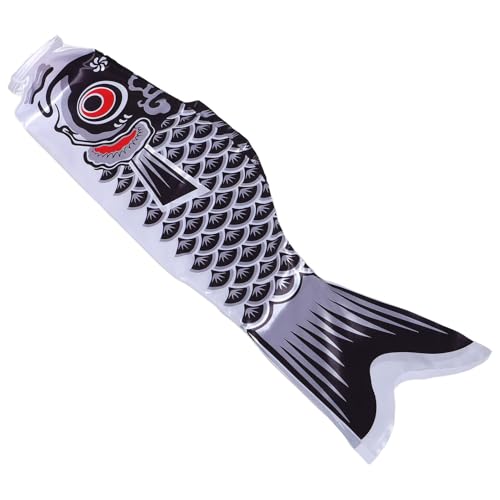TOBBOMEY Bandiera Streamer per Carpe Giapponese 100Cm Nera, Manica a Vento a Forma di Pesce Resistente e Decorazione da Giardino per Feste e Balconi Esterni