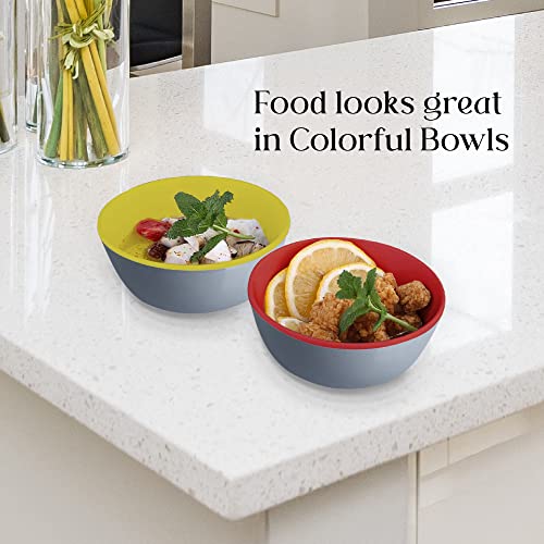 Spring & Autumn Muesli-kommen in bonte kleuren, set van 6, gekleurd, kleine snackkommen voor tapas, dessert, snackkommen, kleurrijke decoratieve schalen, gekleurde keramische kommen (410 ml) - Image 4