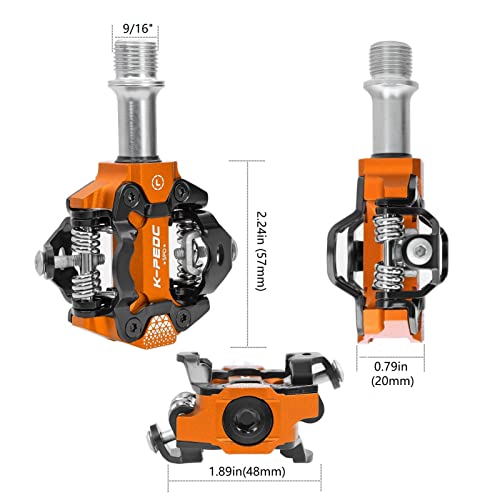 K Pedc Spd Compatible Clipless Mtb Mountain Bike Pedal Dual Sided Lightweight Aluminum 9/16″ Platform Bicycle Pedals With Cleats For Road Orange #TOP2