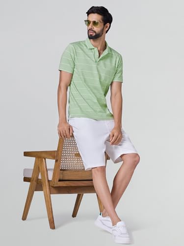 Image of XYXX Iinea Men's Stripe Cotton T-Shirt | Polo Collor Tshirts | Half Sleeves | Stripe-Slim Fit