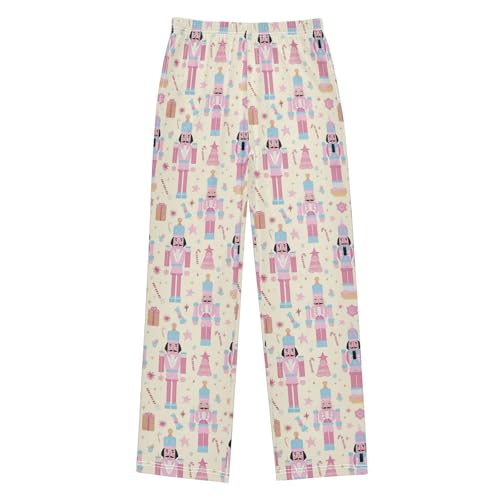 EFEWOI Pink Nutcracker Candy Pajama Pants Soft Lounge Pj Bottoms with Pockets Loose Sleep Pants Trousers for 6-14 Years