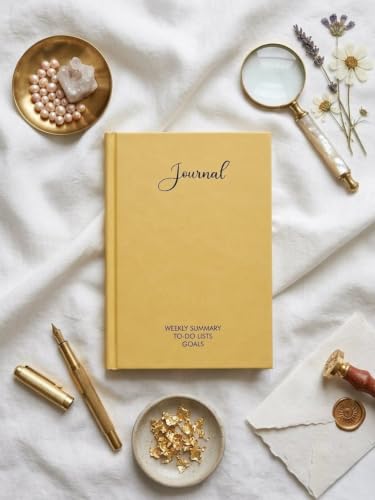 Image of Unruled Premium Hardcover Journal Notebook | Weekly Summary, To-Do Lists & Goal Planner | Undated Productivity Journal | A5 Size, Smooth Writing Pages | 100gsm Thick Paper, 80 Sheets /160 Pages Per Book | Elegant Notebook for Work, Study & Personal Planning (YELLOW, Unruled)