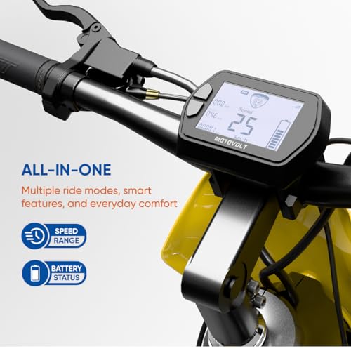 Image of Motovolt URBN E-Moped | Up to 105 km Range (PAS Mode) | 250W BLDC Motor | 36V Removable LFP Battery, 20Ah (IP67) | 120 kg Load Capacity | Spring + Hydraulic Suspension | 20 inch Tyres | Mustard Yellow 1 | Up to 105 km Range (PAS Mode), 250W BLDC Motor, 36V Removable LFP Battery, 20Ah (IP67), 120 kg Load Capacity