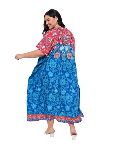 Image of Gypsie Blu Women Plus Size Kaftan Dress Beach Cover Up Maxi Dresses for Women, V-Neck Kimono Sleeve 1X-3X
