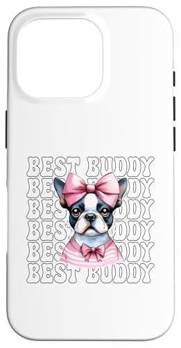 Best Buddy ボストンテリア Bostie Dog Girl Mom Coquette Bow スマホケース iPhone 16 Pro 用