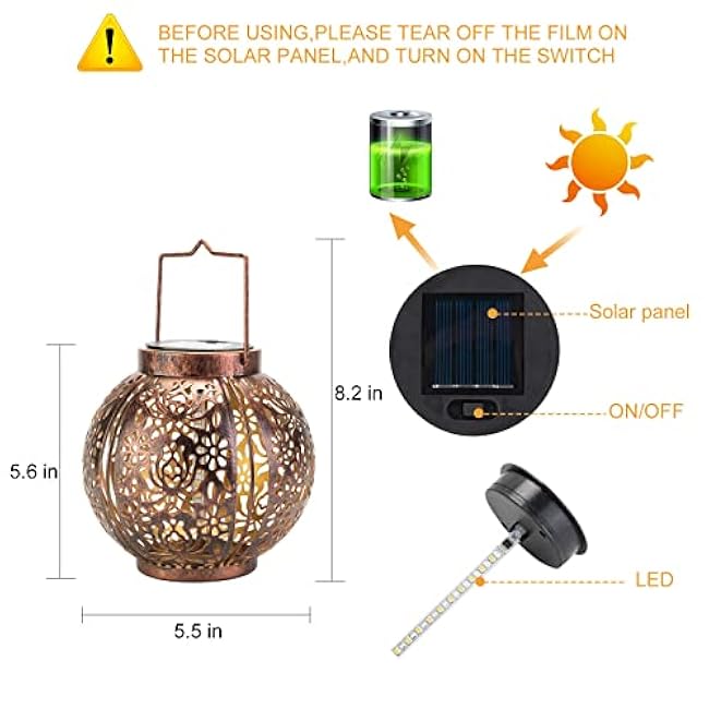 Solar Lanterns Outdoor Waterproof 2 Pack, Hanging Solar Lights for Outside Garden Decor, Decorative Moroccan Lanterns Garden Gifts for Women Mom, Yard, Patio, Porch Decorations
