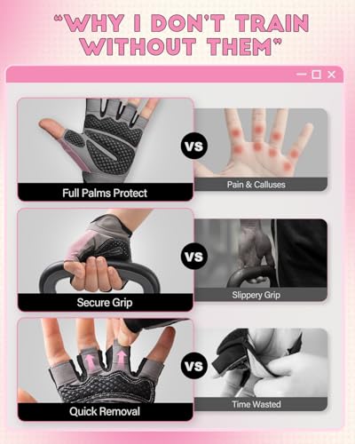 Image of VINSGUIR Workout Gloves for Men and Women, Weight Lifting Gloves with Excellent Grip, Lightweight for Gym Exercise, Cycling, Cross Training, Pull ups, Fitness, Climbing and Rowing