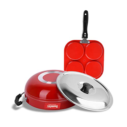 Image of Sumeet 2.6mm Thick Non-Stick Apple Cookware set (Mini Multi Snack Maker - 19.5cm Dia + Kadhai with Lid - 1.5Ltr capacity- 20cm Dia)