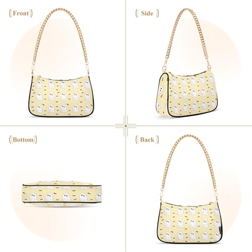 Ghosts and Bats Shoulder Bag for Women, Handbag with Chain Strap, Soft Purse Tote Bag for Ladies3
