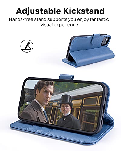 Ocase Compatible With Iphone 14 Plus Wallet Case, Pu Leather Flip Folio Case With Card Holders Rfid Blocking Kickstand [Shockproof Tpu Inner Shell] Phone Cover 6.7 Inch 2022 (Light Blue) #TOP3