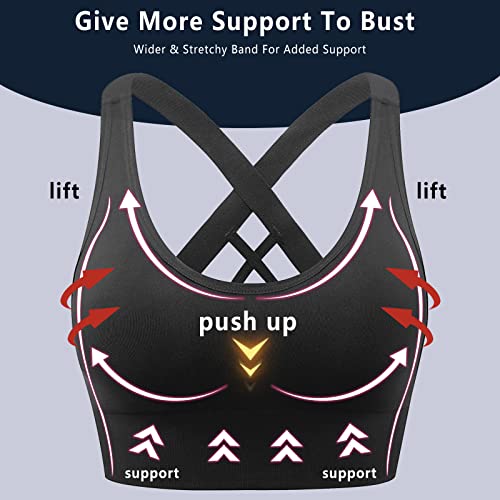 Image of Sports Bra, Workout Tops for Women, Medium Impact Strappy Padded Sports Bras for Women High Support