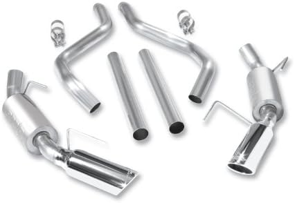 Borla 140382 ATAK Cat-Back Exhaust System 2.5 in. Incl. Connecting Pipes/Mufflers/Hardware/4 in. x 12 in. Long Single Round Rolled Angle-Cut Tip Split Rear Exit ATAK Cat-Back Exhaust System