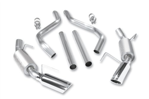 Borla 140382 Atak Cat-Back Exhaust System 2.5 In. Incl. Connecting Pipes/Mufflers/Hardware/4 In. X 12 In. Long Single Round Rolled Angle-Cut Tip Split Rear Exit Atak Cat-Back Exhaust System #TOP14
