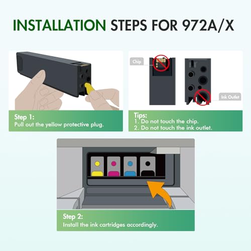 Image of 972A 972X Ink Cartridges Replacement for HP 972A for HP Pagewide Pro MFP 477dw 477dn 452dn 577dw 552dn 552dw P55250dw 477 452 552 577 Printer High Yield (4 Pack, Black, Cyan, Yellow, Magenta)