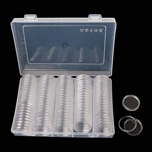 100 cápsulas para monedas con caja organizadora transparente miniatura 3