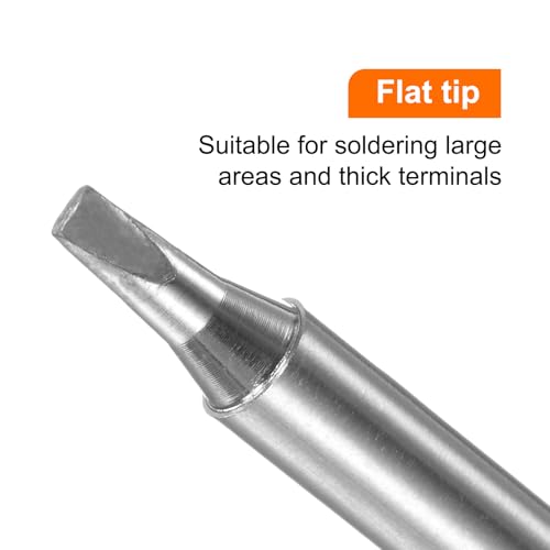 Image of HARFINGTON Soldering Iron Tips T12-D24 Flat Edge 2.5mm Chisel Width Nickel-Plated Solder Welding Replacement Tip for Electrical Solder Station, Silver